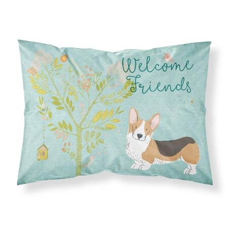Carolines Treasures Carolines Treasures BB7609PILLOWCASE Welcome Friends Pembroke Welsh Corgi Tricolor Fabric Standard Pillowcase BB7609PILLOWCASE
